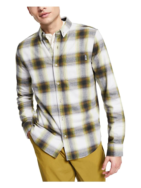 Men's thermal t - shirts with a high - neck design for cold weatherMens Flannel Plaid Button-Down Shirt