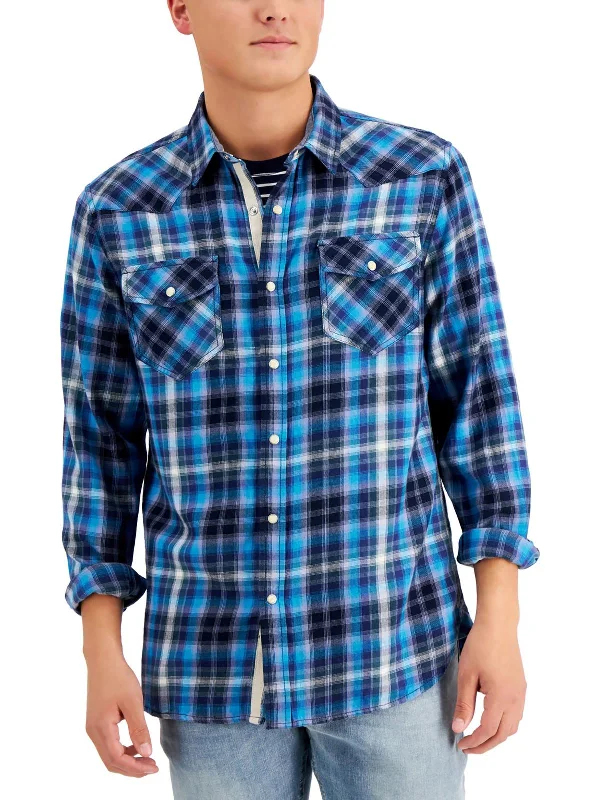 Men's eco - friendly recycled t - shirts for sustainable fashion choicesMens Flannel Plaid Western Shirt