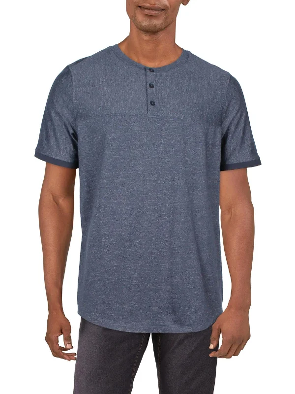 Men's smart - casual checkered t - shirts for semi - formal occasionsMens Heathered Cotton Henley Shirt