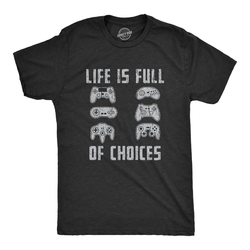 Men's polo t - shirts with a contrast collar for a preppy lookMens Life Is Full of Choices Tshirt Funny Video Games Joystick Controller Retro Graphic Tee Men's polo t - shirts with a contrast collar for a preppy lookMens Life Is Full of Choices Tshirt Funny Video Games Joystick Controller Retro Graphic Tee