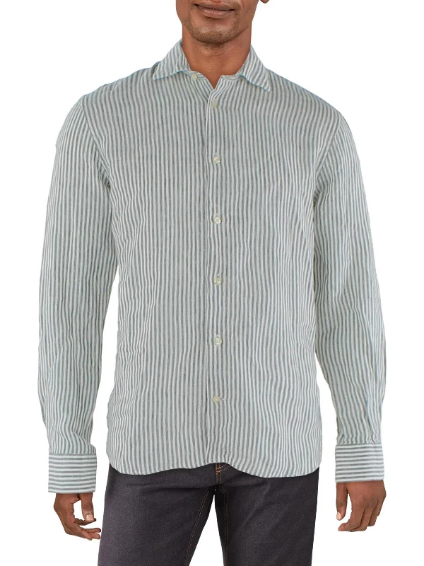 Men's tie - dye t - shirts with a bohemian styleMens Linen Classic Fit Button-Down Shirt