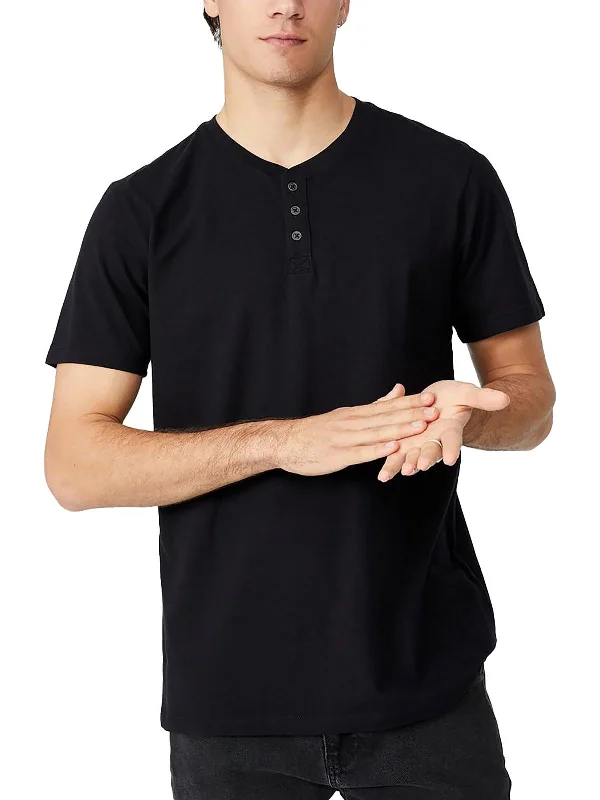 Men's plus - size pocket t - shirts with a classic lookMens Organic Cotton Crewneck Henley Shirt