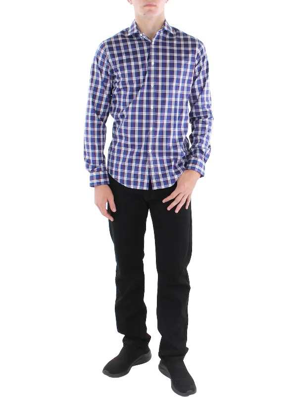 Men's thermal t - shirts with a high - neck design for cold weatherMens Plaid Point-Collar Dress Shirt