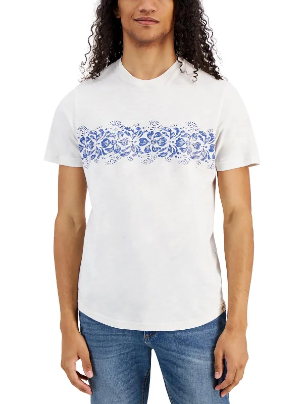 Men's short - sleeve linen t - shirts for summer beach outingsMens Printed Cotton Graphic T-Shirt Men's short - sleeve linen t - shirts for summer beach outingsMens Printed Cotton Graphic T-Shirt
