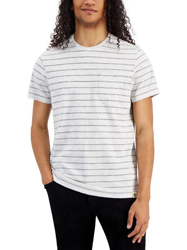 Men's polo t - shirts with a contrast collar for a preppy lookMens Short Sleeve Striped T-Shirt