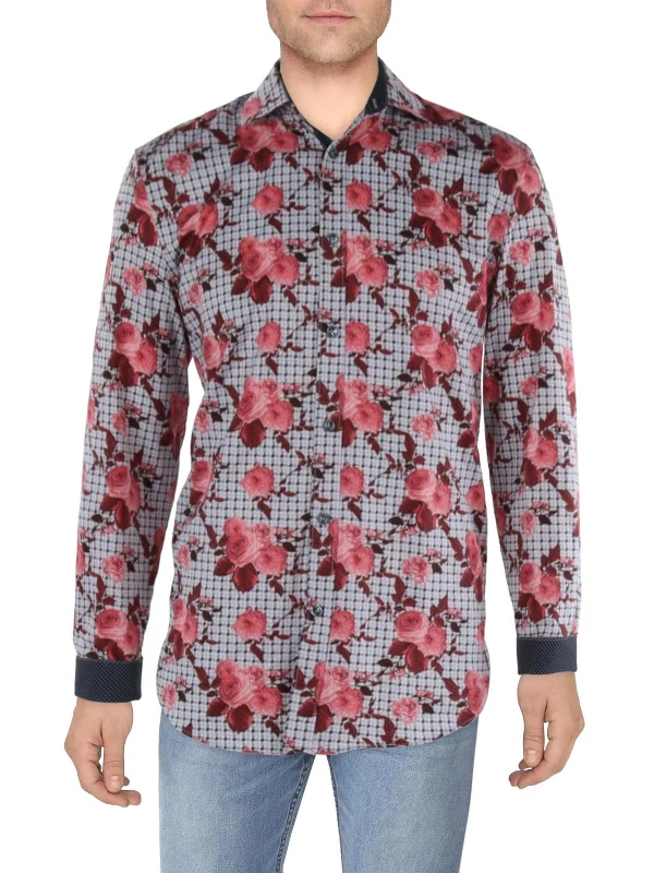 Men's eco - friendly recycled t - shirts for sustainable fashion choicesMens Slim Fit Floral Print Button-Down Shirt Men's eco - friendly recycled t - shirts for sustainable fashion choicesMens Slim Fit Floral Print Button-Down Shirt