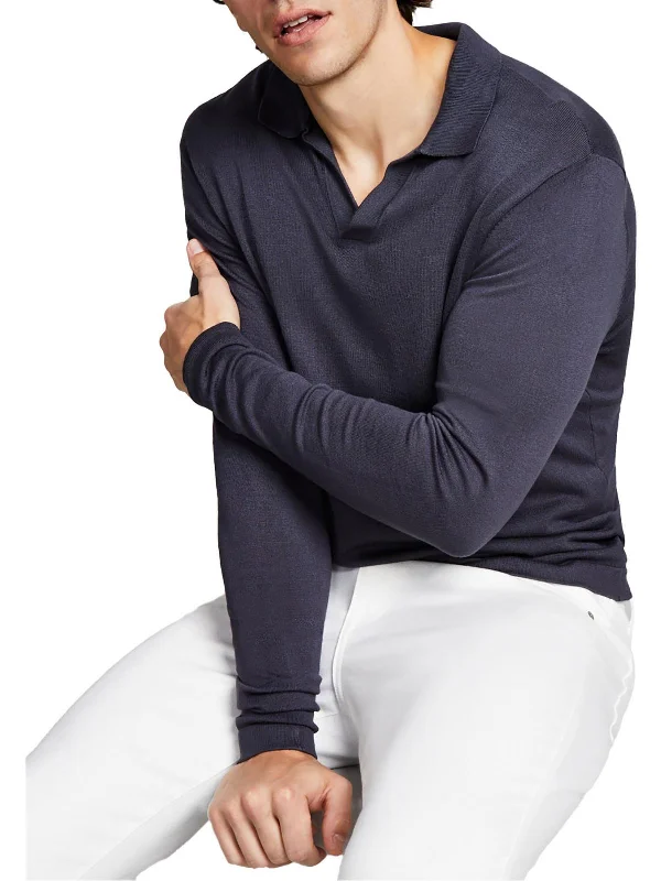 Men's slim - fit graphic t - shirts with vintage rock band printsMens Split Neck Long Sleeve Henley Shirt