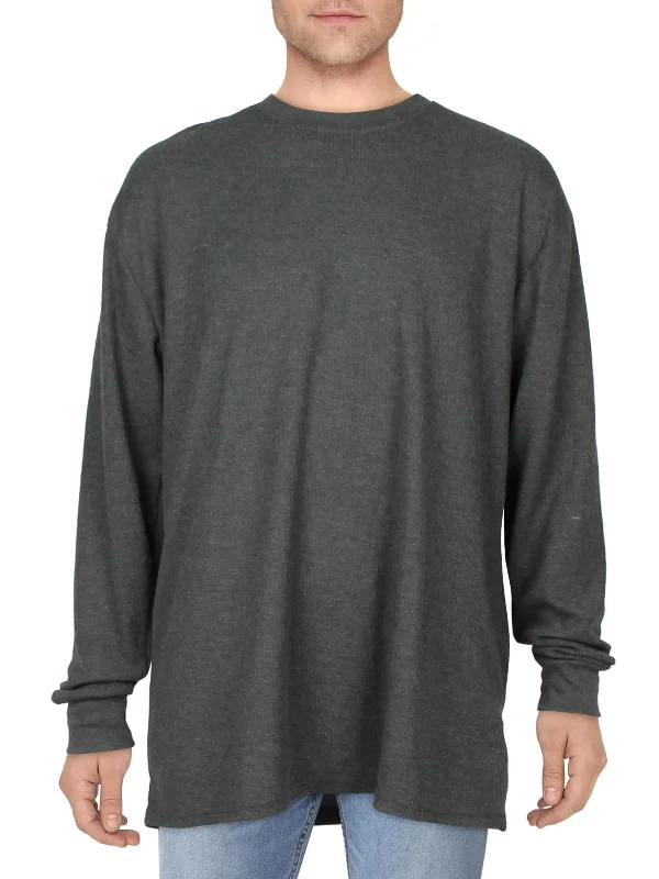 Men's mock - neck t - shirts with a modern and sleek styleMens Textured Pullover Thermal Shirt