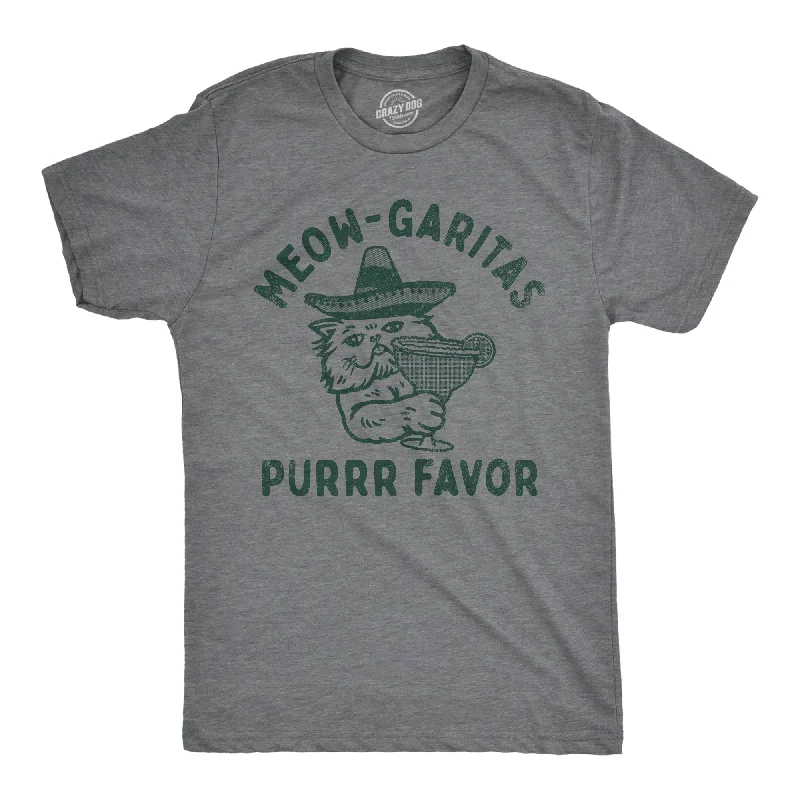 Men's thermal t - shirts with a high - neck design for cold weatherMeow Garitas Purrr Favor Men's T Shirt