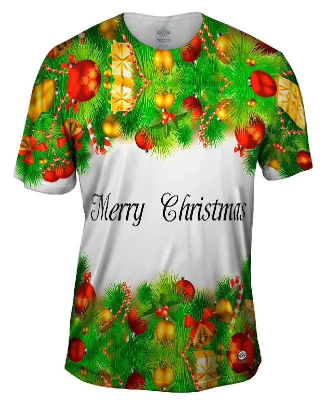 Men's long - sleeve henley t - shirts with button - down placketsMerry Christmas Garland