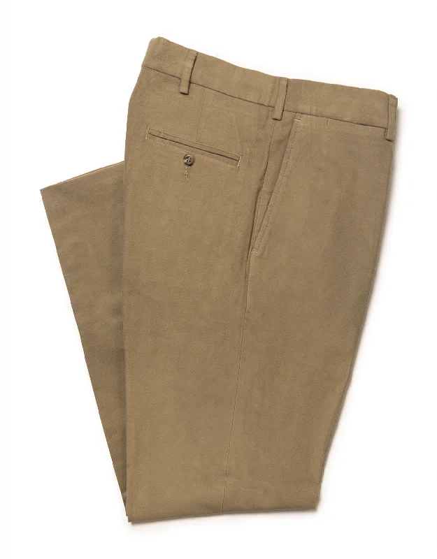 Men's pleated front casual wool blend pants for a classic aestheticMOLESKIN PANTS - LOVAT