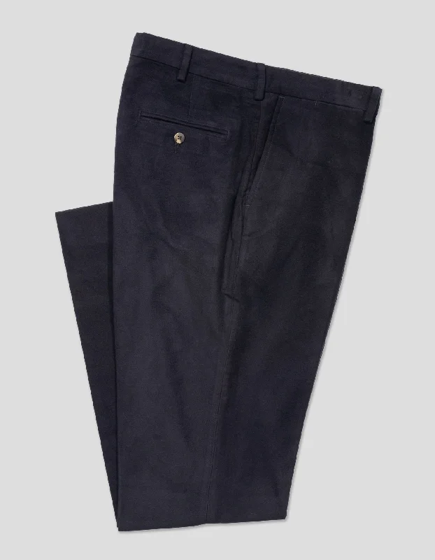 Men's pleated front casual wool blend pants for a classic aestheticMOLESKIN PANTS - NAVY