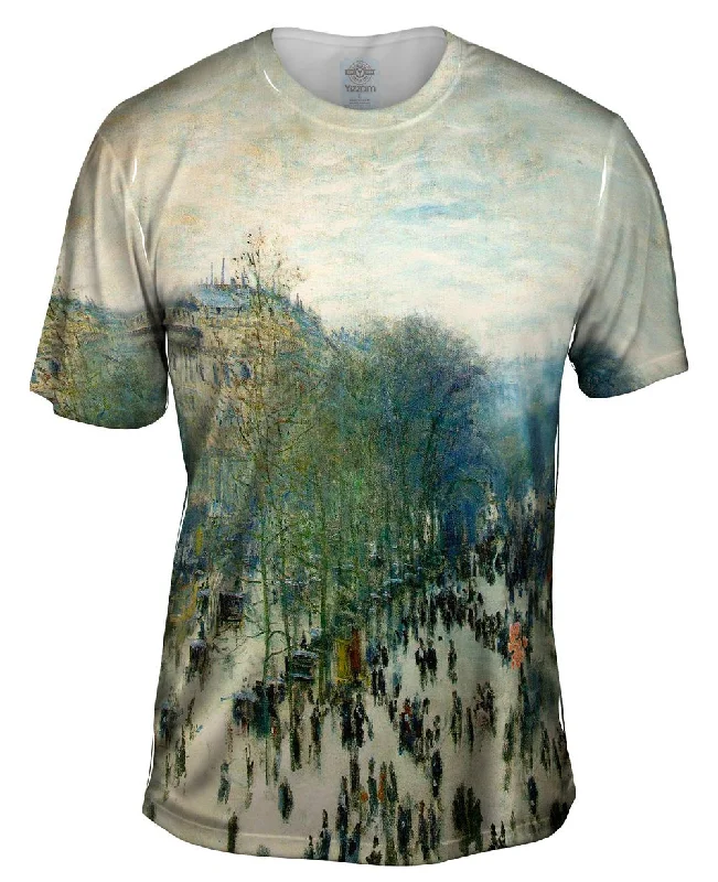 Men's polo t - shirts with a contrast collar for a preppy lookMonet -"Boulevard des Capucines" (1874) Men's polo t - shirts with a contrast collar for a preppy lookMonet -"Boulevard des Capucines" (1874)