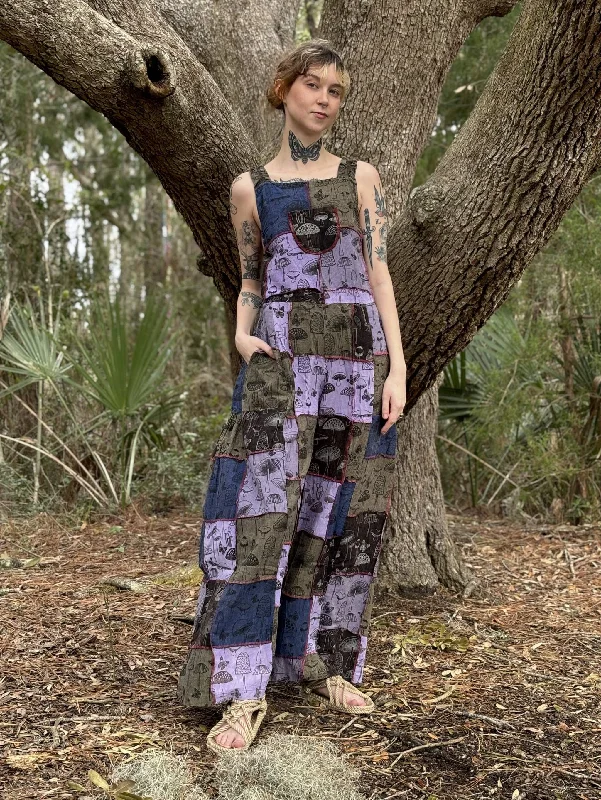 Overalls made of recycled materials for sustainability​Mushroom Patchwork Overalls Collection