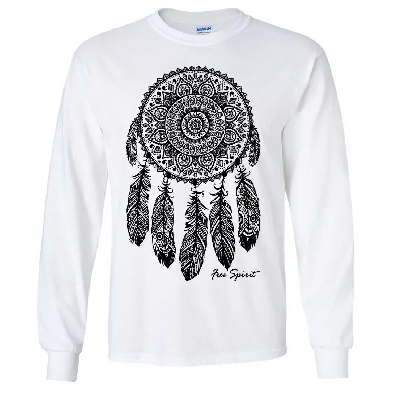 Men's plus - size pocket t - shirts with a classic lookNative American Dreamcatcher Free Spirit Black Long Sleeve Shirt Men's plus - size pocket t - shirts with a classic lookNative American Dreamcatcher Free Spirit Black Long Sleeve Shirt