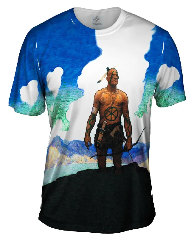Men's thermal t - shirts with a high - neck design for cold weatherNC Wyeth - "Last of the Mohicans" (1919) Men's thermal t - shirts with a high - neck design for cold weatherNC Wyeth - "Last of the Mohicans" (1919)