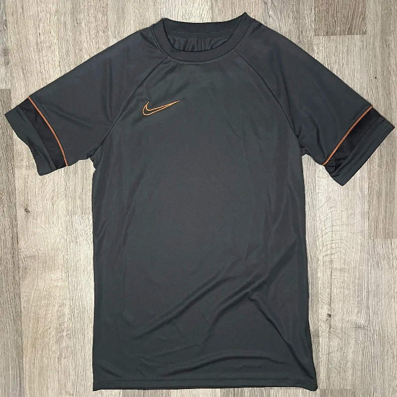 Men's slim - fit graphic t - shirts with vintage rock band printsNike Academy 2.0 Tee Grey Orange Men's slim - fit graphic t - shirts with vintage rock band printsNike Academy 2.0 Tee Grey Orange