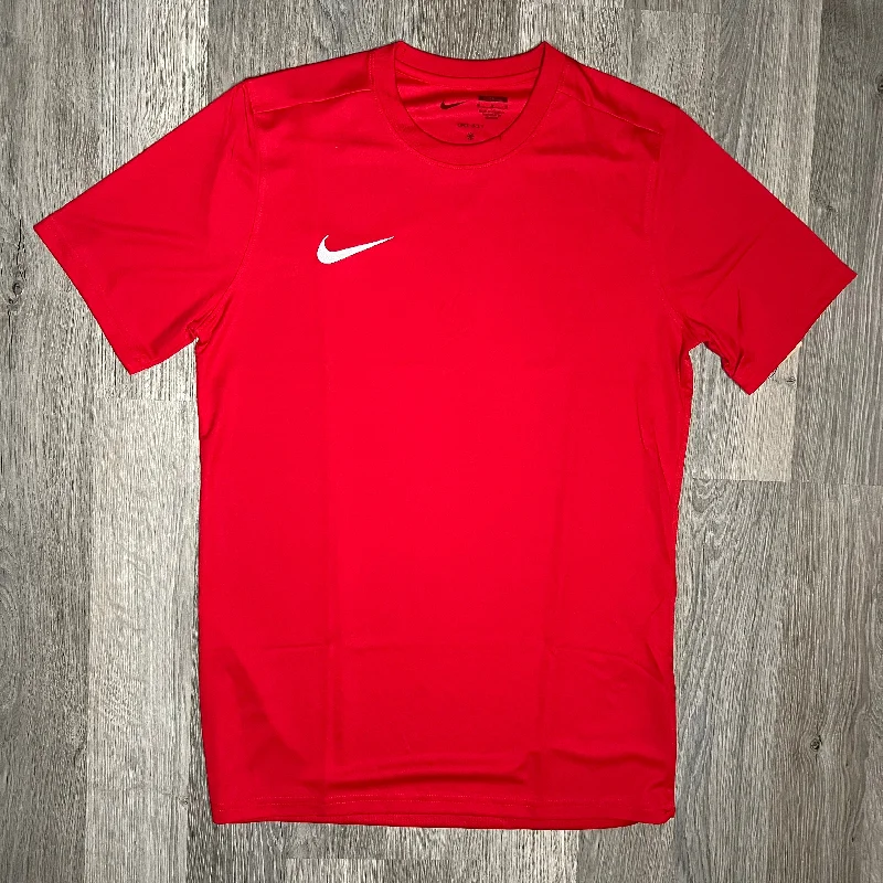 Men's short - sleeve linen t - shirts for summer beach outingsNike Dri-Fit Tee Red