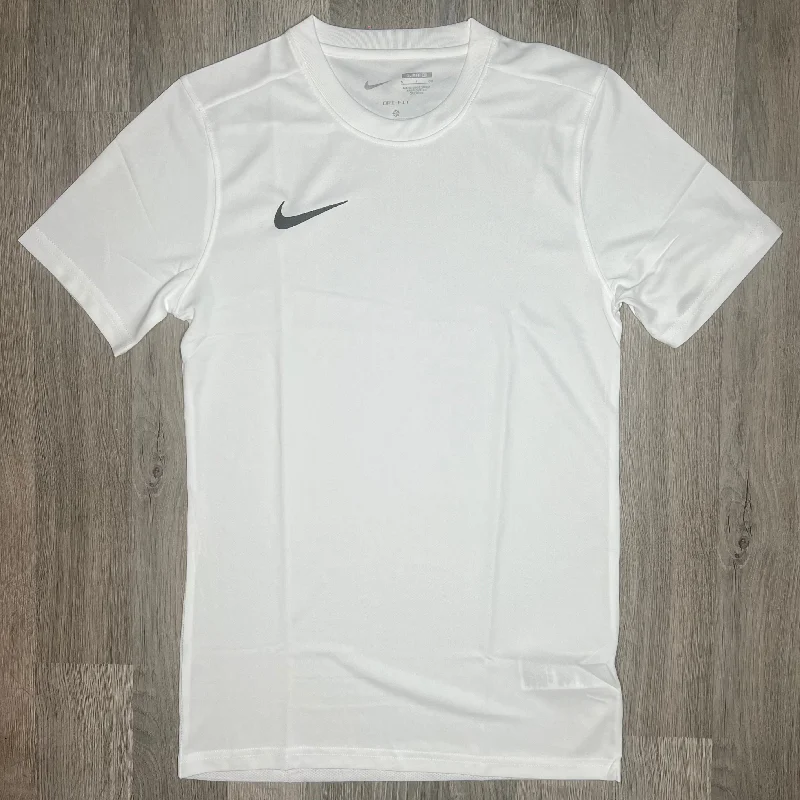 Men's thermal t - shirts with a high - neck design for cold weatherNike Dri-Fit Tee White