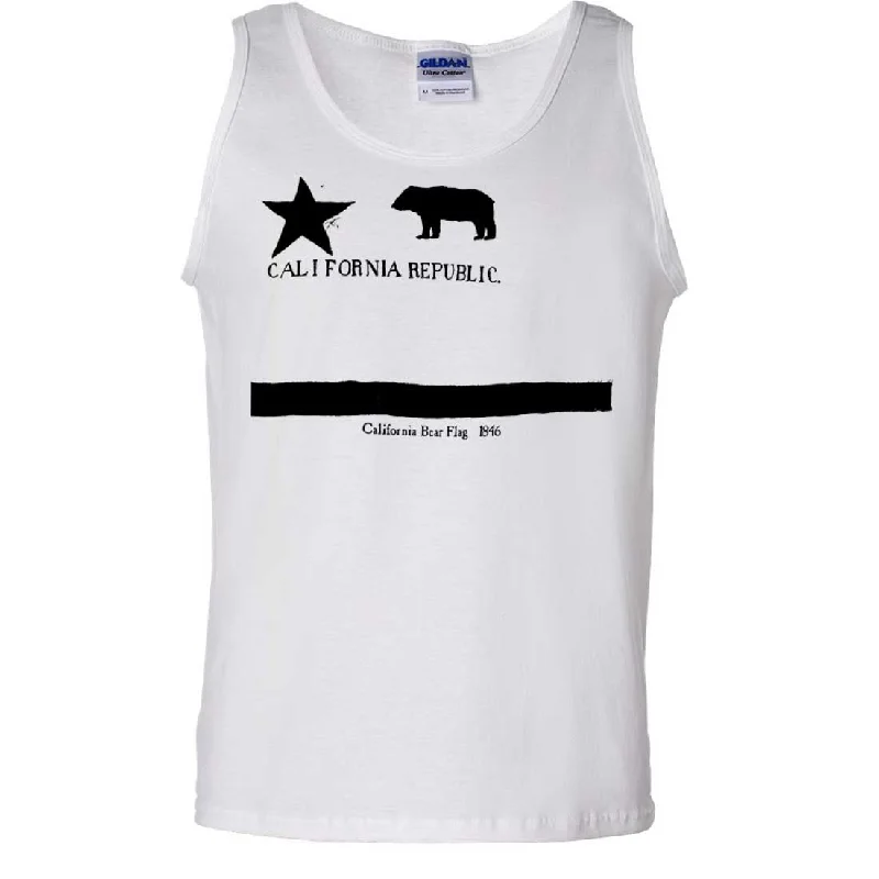 Men's slim - fit graphic t - shirts with vintage rock band printsOld California Bear Flag 1846 Black Print Asst Colors Tank Top