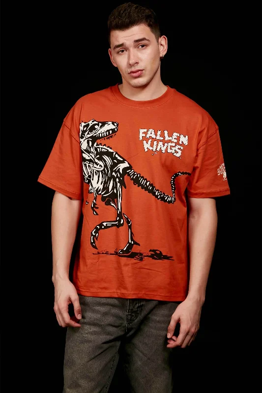 Men's button - front t - shirts with a unique artistic printOrange Fallen Kings Oversized T-shirt