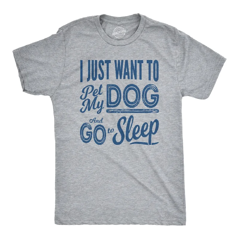 Men's long - sleeve henley t - shirts with button - down placketsPet My Dog and Go to Sleep Men's T Shirt