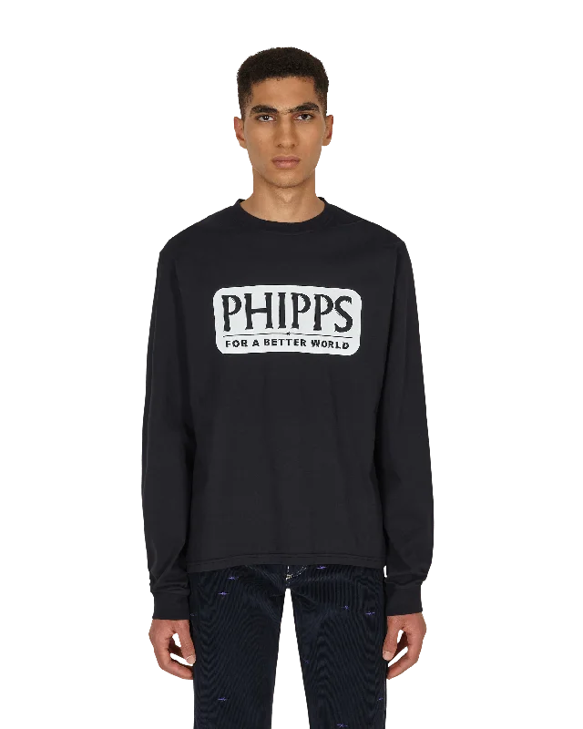 Men's eco - friendly recycled t - shirts for sustainable fashion choicesLogo Graphic Longsleeve T-Shirt Blue