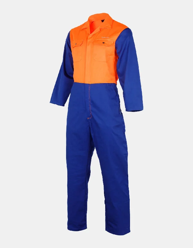 Overalls with a zippered leg for easy removal​Betacraft Polycotton Overalls Orange