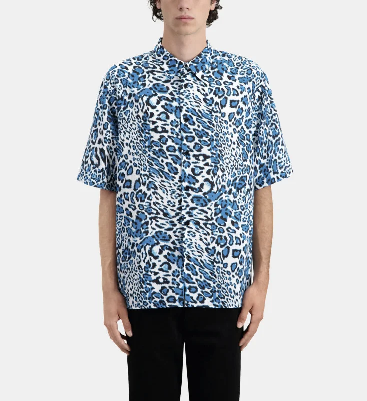 Men's distressed denim - look t - shirts with a rugged appealPrinted Cotton Short Sleeved Shirt