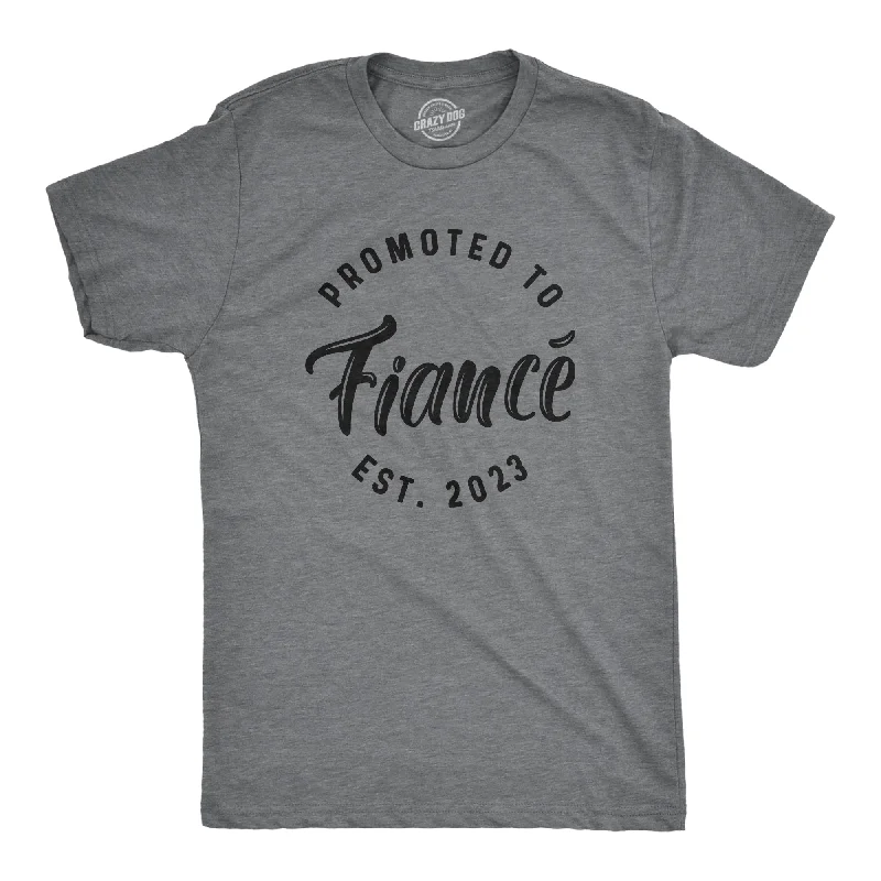 Men's distressed denim - look t - shirts with a rugged appealPromoted To Fiance Est. 2023 Men's T Shirt Men's distressed denim - look t - shirts with a rugged appealPromoted To Fiance Est. 2023 Men's T Shirt