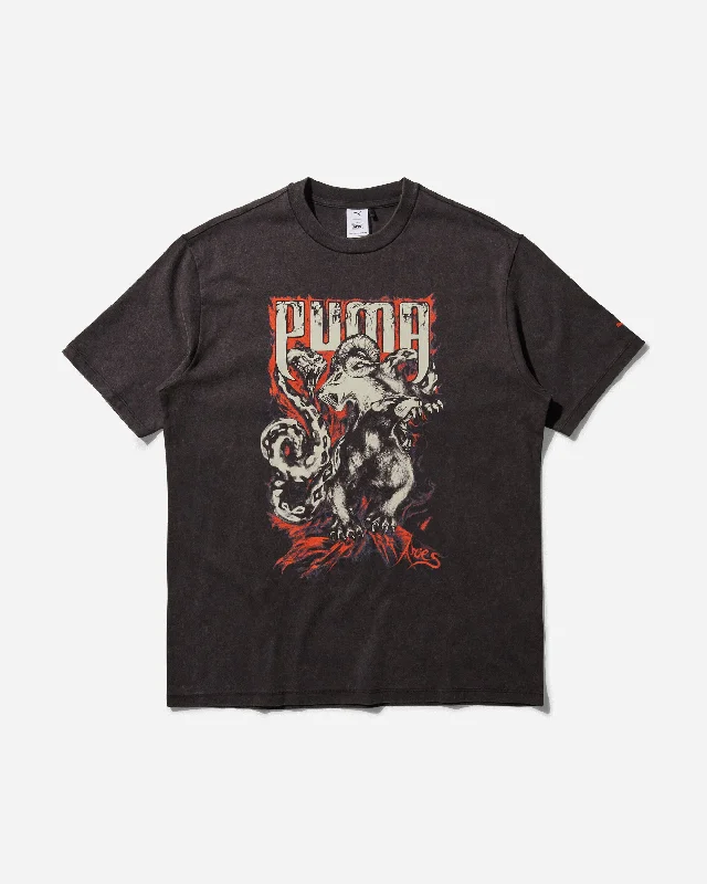 Men's button - front t - shirts with a unique artistic printAries Graphic T-Shirt Black Men's button - front t - shirts with a unique artistic printAries Graphic T-Shirt Black