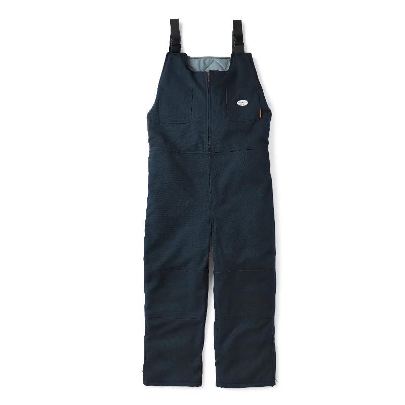 Overalls with a hood for added protectionRasco FR FR2607NV Navy Insulated Quilt-Lined Bib Overall Overalls with a hood for added protectionRasco FR FR2607NV Navy Insulated Quilt-Lined Bib Overall