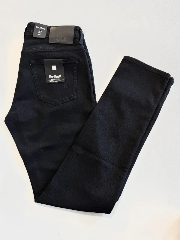 Men's pleated front casual wool blend pants for a classic aestheticRE-HASH Rubens Jeans | BLACK