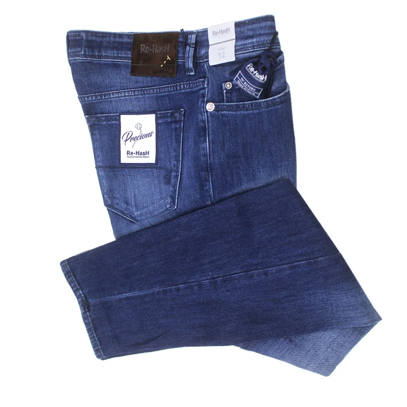 Men's pleated front casual wool blend pants for a classic aestheticRubens-Z Basic Denim 2644-QR 9185 Mid Blue