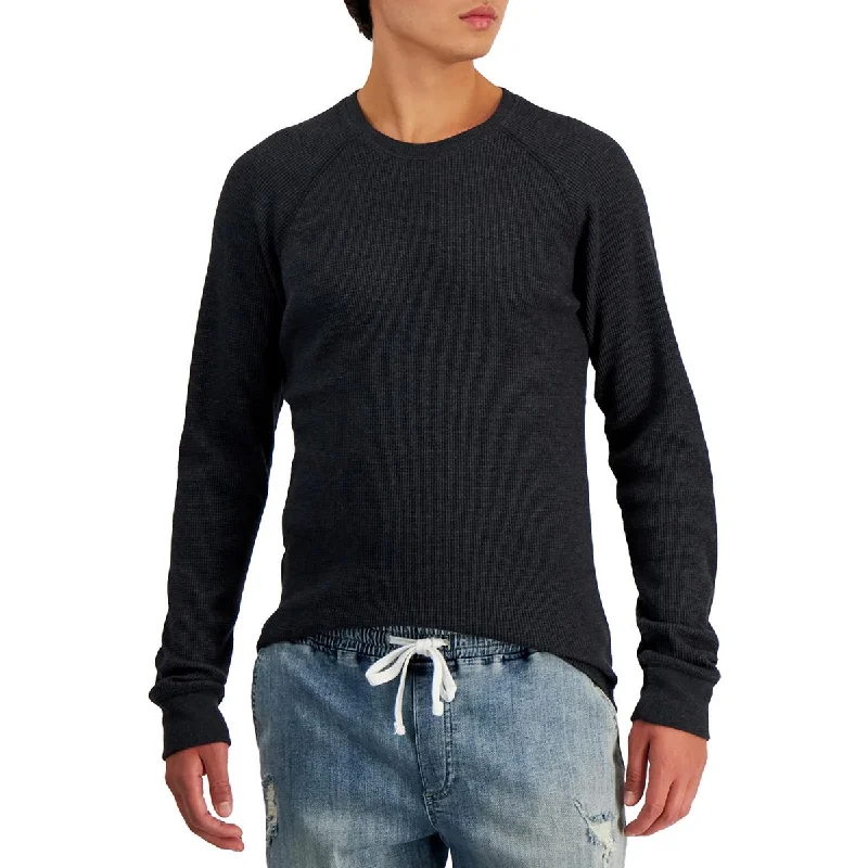 Men's short - sleeve linen t - shirts for summer beach outingsRemix Mens Waffle Knit Crewneck Thermal Shirt