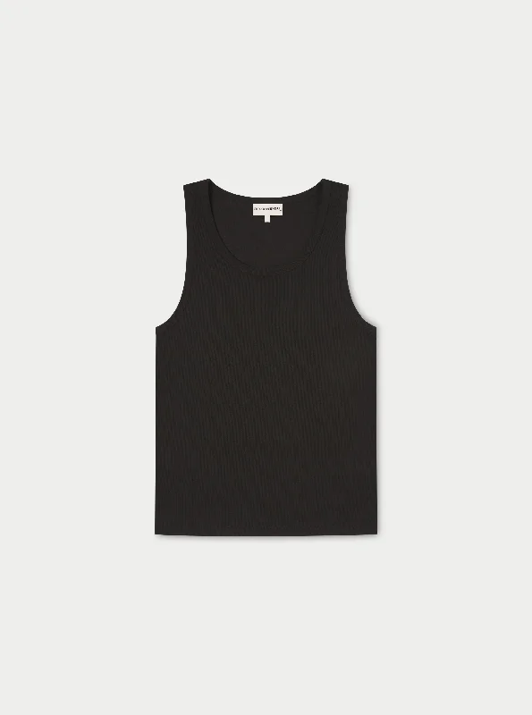 Men's ribbed t - shirts with a textured finish for added styleRIB TEXTURED VEST - BLACK