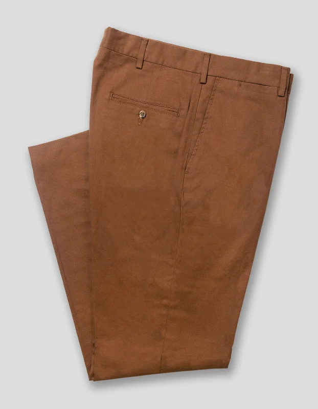 Men's lightweight linen casual beach pants for summer vacationsSANDED TWILL PANTS - CINNAMON