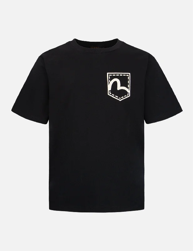 Men's tie - dye t - shirts with a bohemian styleSeagull Pocket Print T-Shirt