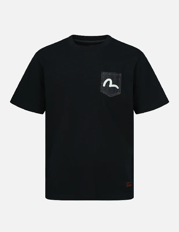 Men's eco - friendly recycled t - shirts for sustainable fashion choicesSeagull-print Denim Pocket T-Shirt
