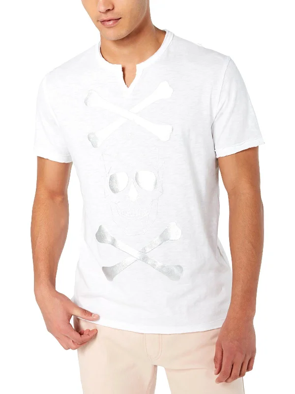 Men's long - sleeve henley t - shirts with button - down placketsSkull & Cross Bones Mens Graphic V-Neck T-Shirt Men's long - sleeve henley t - shirts with button - down placketsSkull & Cross Bones Mens Graphic V-Neck T-Shirt