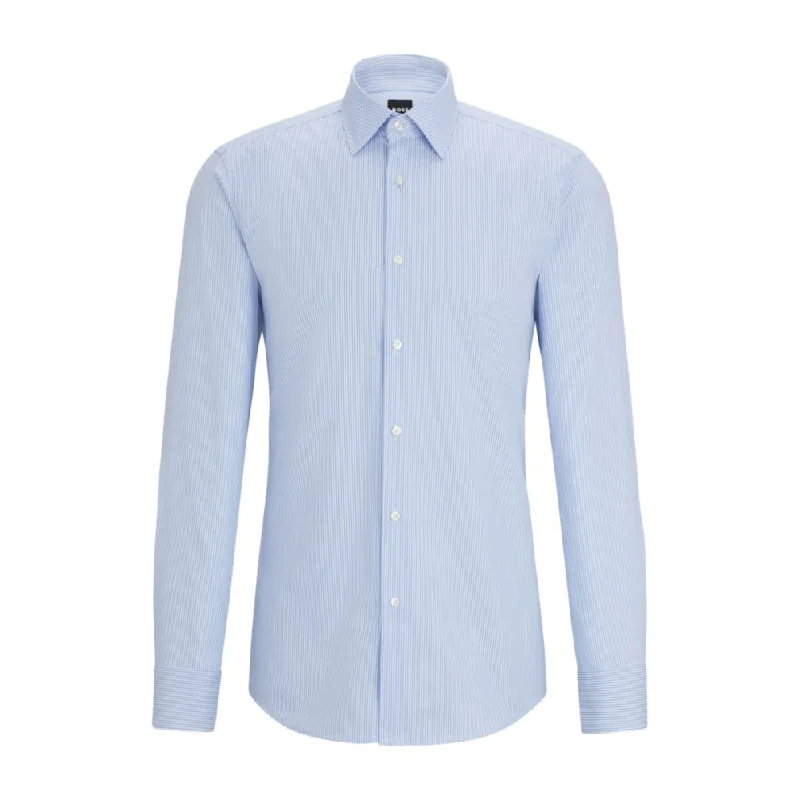 Men's button - front t - shirts with a unique artistic printSlim-fit shirt in floral-print cotton dobby