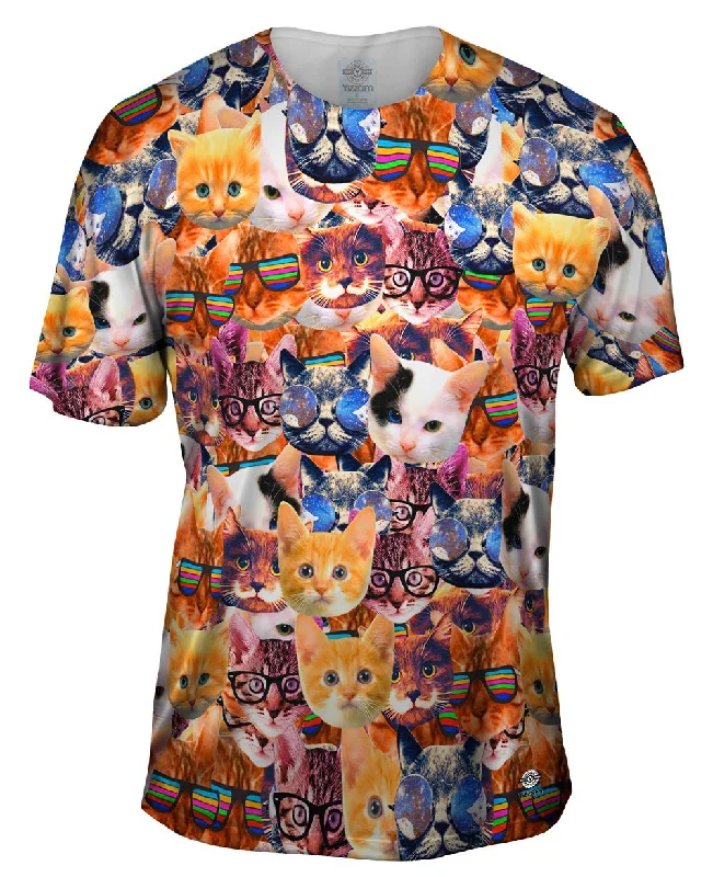 Men's button - front t - shirts with a unique artistic printSmart Cat No Play