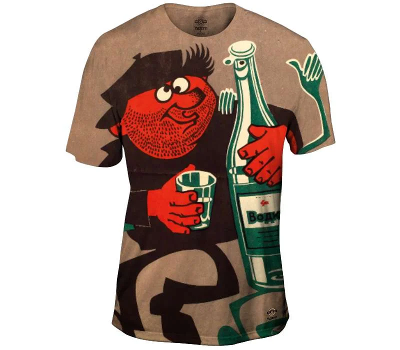 Men's short - sleeve linen t - shirts for summer beach outingsSoviet Anti Alcohol Prohibition Propaganda