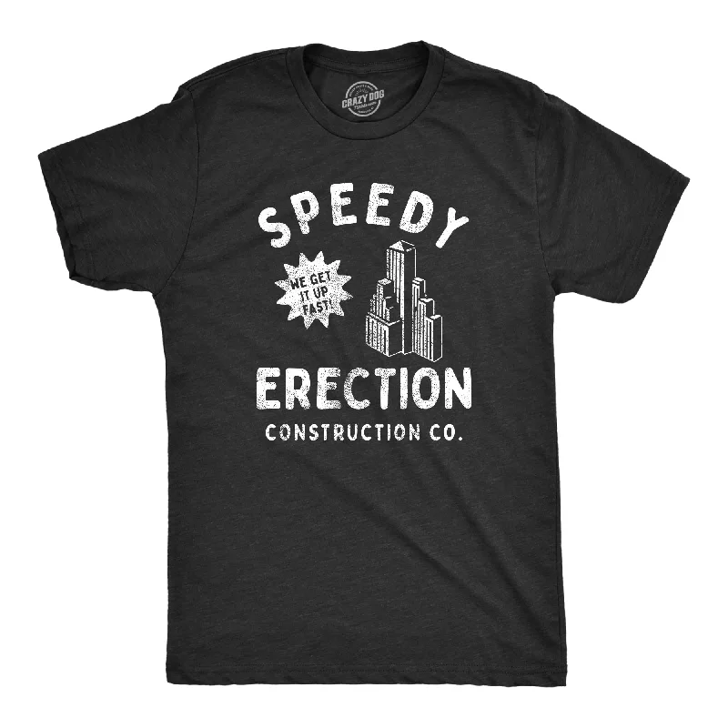 Men's short - sleeve linen t - shirts for summer beach outingsSpeedy Erection Construction Co Men's T Shirt Men's short - sleeve linen t - shirts for summer beach outingsSpeedy Erection Construction Co Men's T Shirt