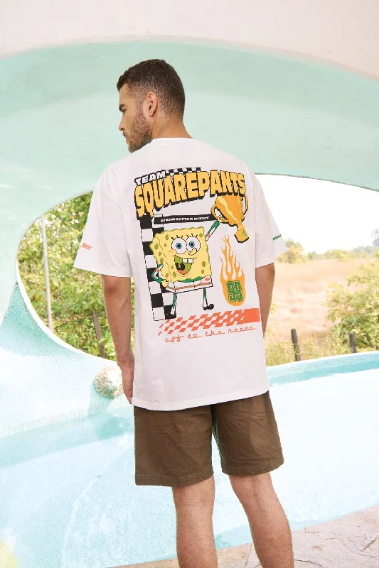 Men's slim - fit graphic t - shirts with vintage rock band printsSpongeBob Champion Oversized T-shirt Men's slim - fit graphic t - shirts with vintage rock band printsSpongeBob Champion Oversized T-shirt