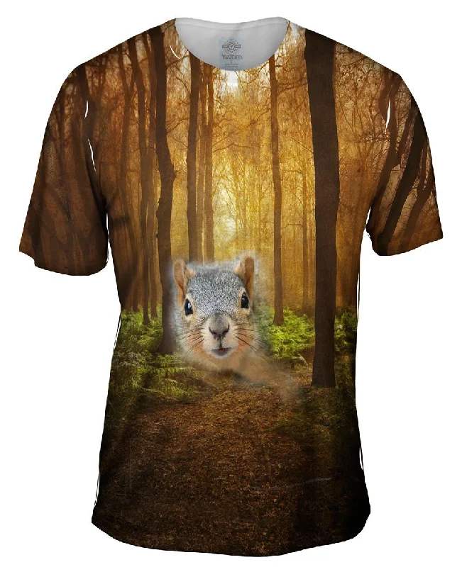 Men's short - sleeve linen t - shirts for summer beach outingsSquirrel