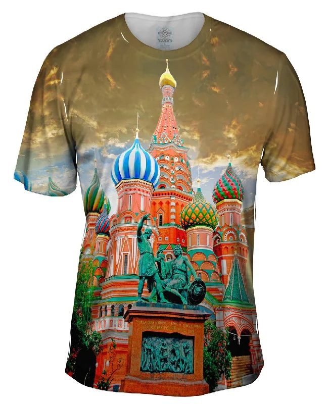 Men's smart - casual checkered t - shirts for semi - formal occasionsSt Basils Cathedral - Colors Men's smart - casual checkered t - shirts for semi - formal occasionsSt Basils Cathedral - Colors