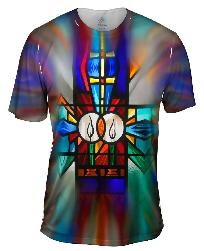 Men's ribbed t - shirts with a textured finish for added style"Stained Glass Candles"