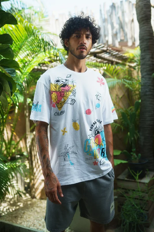 Men's short - sleeve linen t - shirts for summer beach outingsStitch D100 Oversized T-shirt Men's short - sleeve linen t - shirts for summer beach outingsStitch D100 Oversized T-shirt