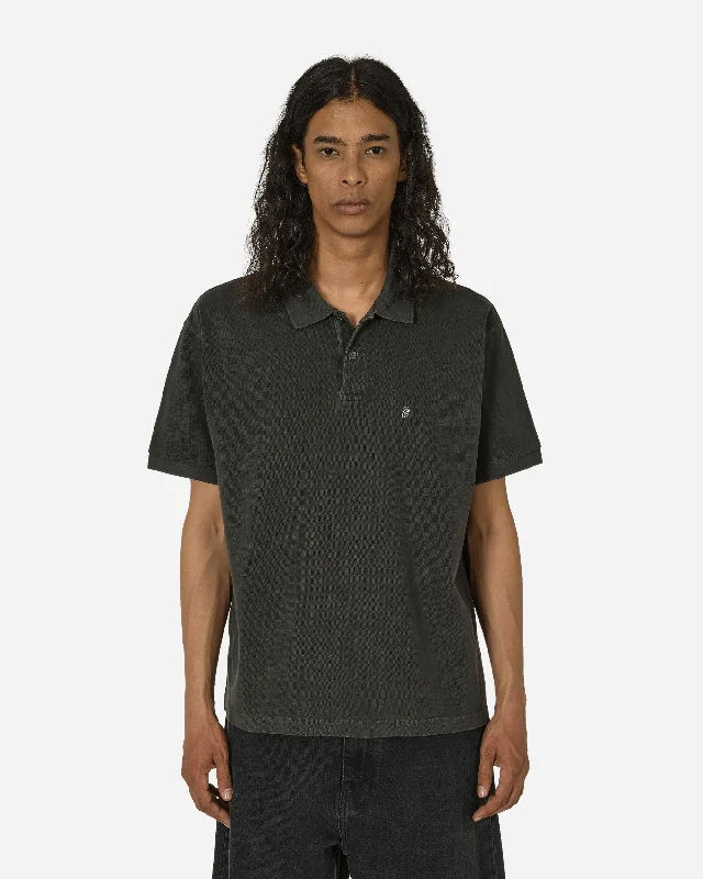 Men's long - sleeve henley t - shirts with button - down placketsPigment Dyed Pique Polo Black